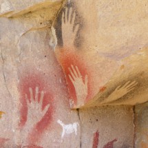 More than 9000 years old hands in the Cueva de los Manos - the cave of hands